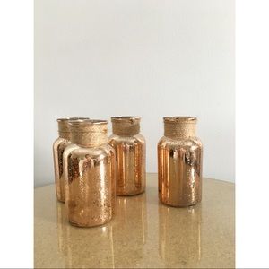 Rose Gold Copper Mercury Glass Vase Set